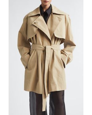 GIA STUDIOS Carmy Split Cotton & Nylon Trench Coat With Removable Sleeves - Natural