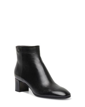 Santoni Leather Mid-Heel Ankle Boot - Black