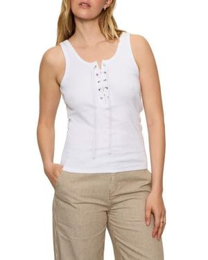 Sanctuary Goto Lace-Up Tank - White