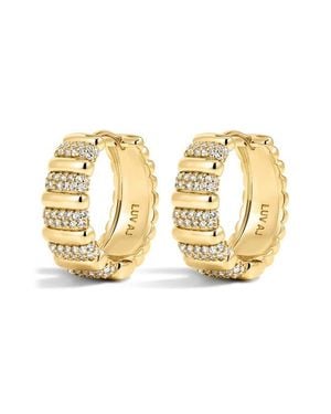 Luv Aj The Pavé Marbella Ridged Hoop Earrings - Metallic