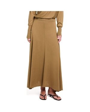 Twp Wool & Silk Handkerchief Hem Knit Maxi Skirt - Natural