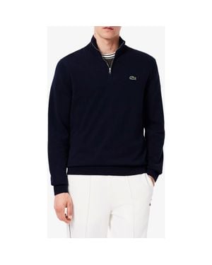 Lacoste Regular Fit Quarter Zip Sweater - Blue