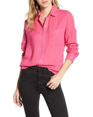 Rails Ellis Cotton Gauze Button-Up Shirt - Pink