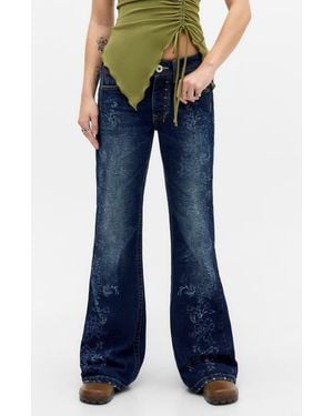BDG Teo Print Bootcut Jeans - Blue