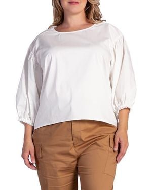 Standards & Practices Saber Balloon Sleeve Blouse - White