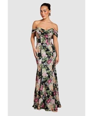 Coast Floral Bardot Maxi Dress - Black