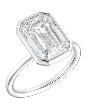 LuvMyJewelry Alessia 14K Emerald Cut Lab Grown Diamond Bezel Solitaire Engagement Ring - Metallic