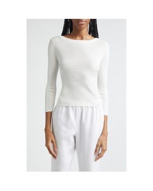 Posse Aimee Knit Boat Neck Top - White