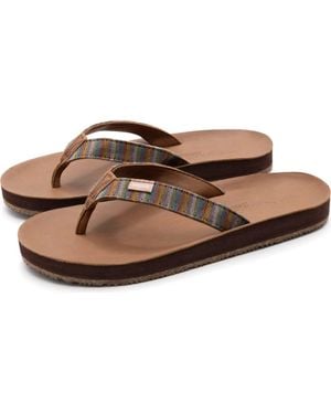feel good Zensole Slim Kinderz Woven Strap Faux Leather Flip Flop Thong Sandals - Brown