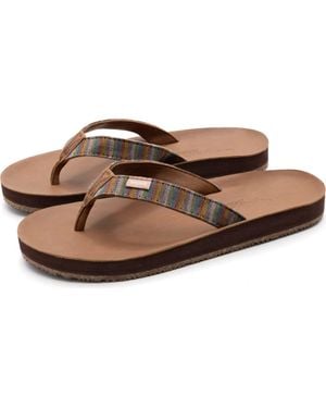 feel good Zensole Slim Kinderz Woven Strap Faux Leather Flip Flop Thong Sandals - Brown