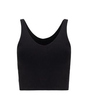Lezat V Neck Organic Cotton Crop Tank - Black