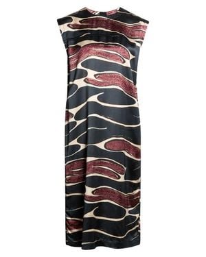 Marni Abstract Weave Satin Midi Dress - Black
