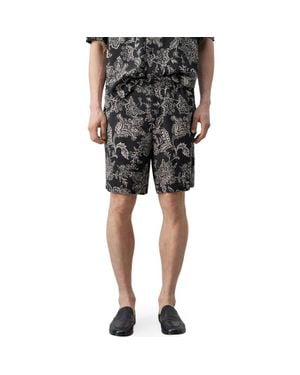 Mango Slim Fit Print Bermuda Shorts - Gray