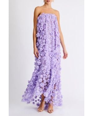 HELSI Athena Floral Appliqué & Sequin Strapless Gown - Purple