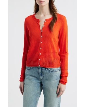 Rag & Bone Michelle Pointelle Cardigan - Red