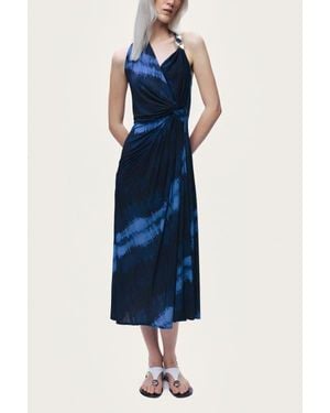 Nocturne Printed Sleeveless Maxi Dress - Blue