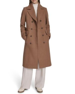 Kenneth Cole Wool Blend Double Breasted Coat - Brown