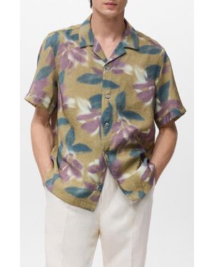 Mango Abstract Floral Print Camp Shirt - Multicolor