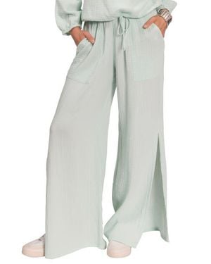 EVERYDAY RITUAL Riley Cotton Gauze Split Hem Pants - Blue