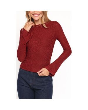 Petal & Pup Jasmine Floral Jacquard Knit Top - Red