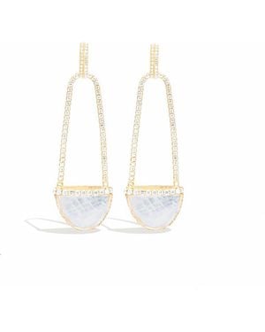 Campbell + Charlotte Found Cap Chandelier Earring With Stone - White