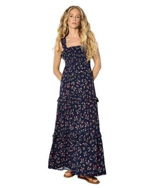 Apricot Ditsy Floral Smock Maxi Dress - Blue