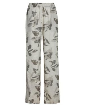 Emporio Armani Patterned Linen Wide Leg Pants - Gray