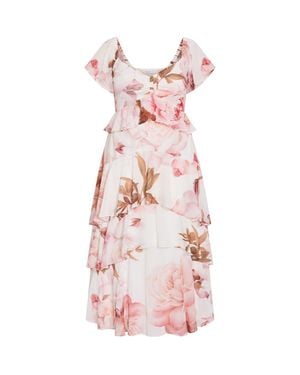 City Chic Sienna Floral Print Midi Dress - Pink