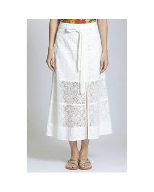 Apny Lace Midi Skirt - White