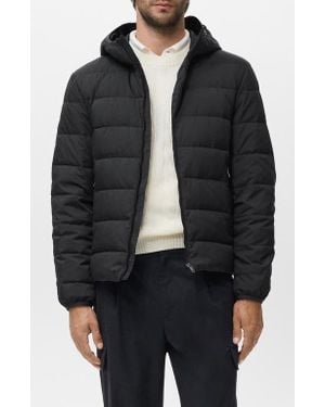 Mango Water Repellent Quilted Down Hooded Jacket - Black