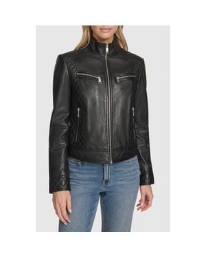 Andrew Marc Mikel Racer Leather Jacket - Black