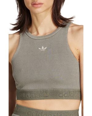 adidas Rib Bra Crop Tank - Gray