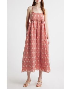 FRNCH Santa Embroidered Eyelet Sleeveless Maxi Dress