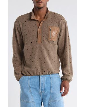 Brain Dead Hole Mock Neck Sweatshirt - Brown