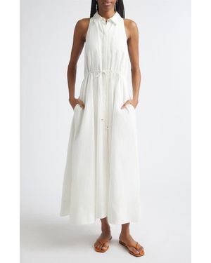 Toccin Tiana Sleeveless Linen & Cotton Shirtdress - White