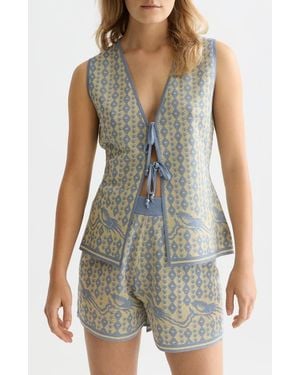 Scotch & Soda Jacquard Tie Front Knit Vest - Gray