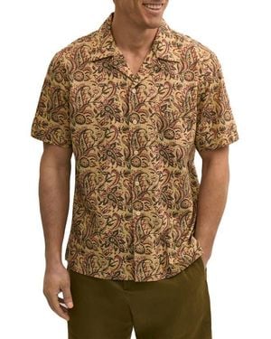 Brooks Brothers Block Print Cotton Camp Shirt - Brown