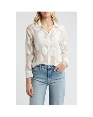 NIKKI LUND Liz Embroidered Floral Button-Up Shirt - White
