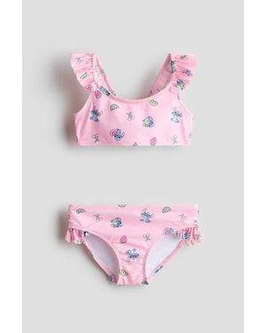 H&M Flounced Printed Two-Piece Swimsuit - Pink