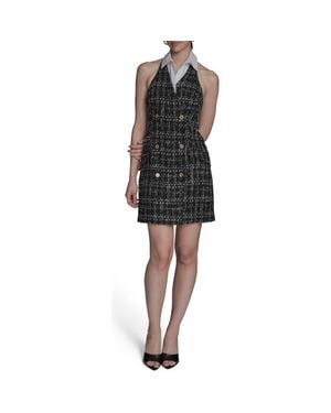 BCBGMAXAZRIA Tweed Halter Neck Dress - Black