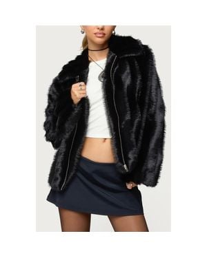 Edikted Tedi Faux Fur Jacket - Black