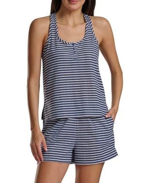 Splendid Print Pointelle Knit Short Pajamas - Blue