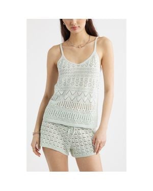 BP. Open Stitch Cotton Tank - Blue