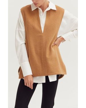 Crescent Wool Blend Felt Vest - Black