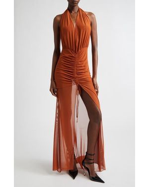 Kim Shui Mesh Halter Dress - Orange