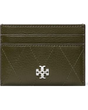 Tory Burch Charlie Quilted Leather Card Case - Green