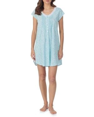 Eileen West Cotton Short Nightgown - Blue