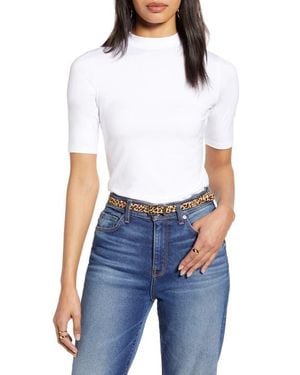 Halogen® Mock Neck Knit Top - White