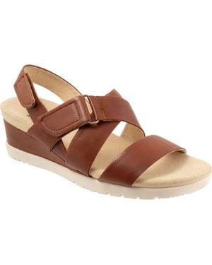 Softwalk Novi Ankle Strap Wedge Sandal - Brown