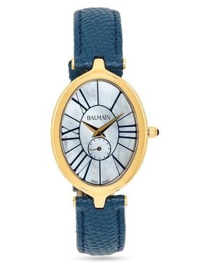 Balmain Haute Elegance Oval Leather Strap Watch, 26Mm X 32Mm - Blue